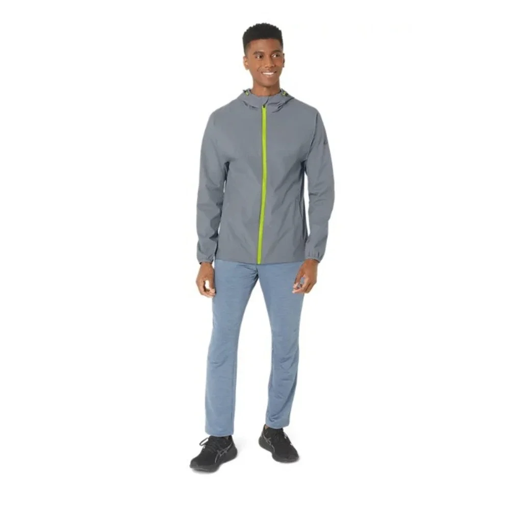 ASICS® (Men's 2XL) Waterproof Jacket in Sheet Rock/Lime Zest - $110